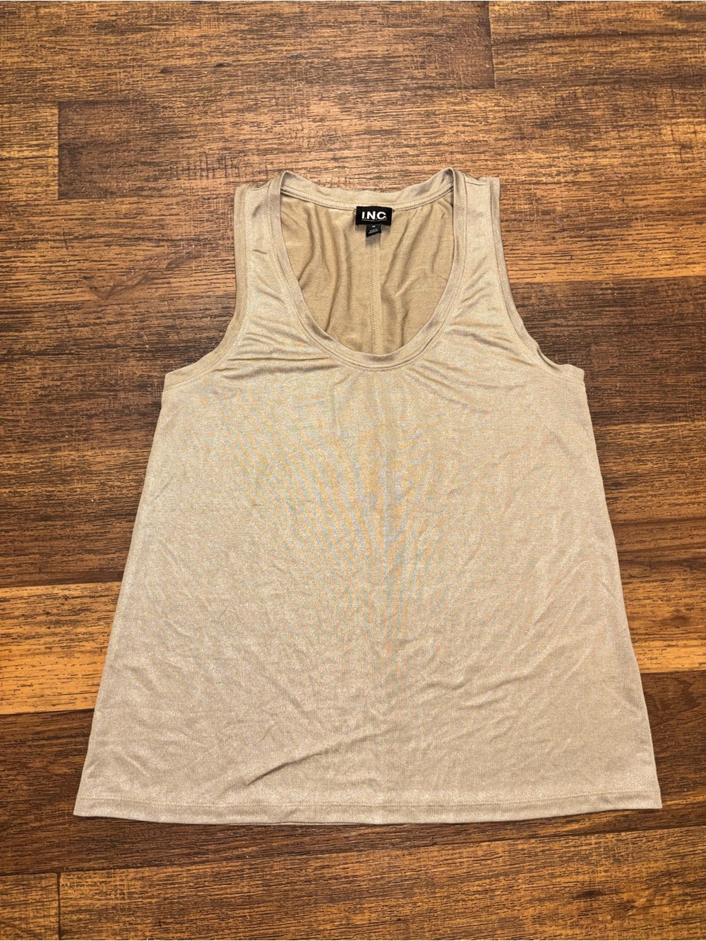 INC International Concepts Metallic gold Scoop Neck Tank